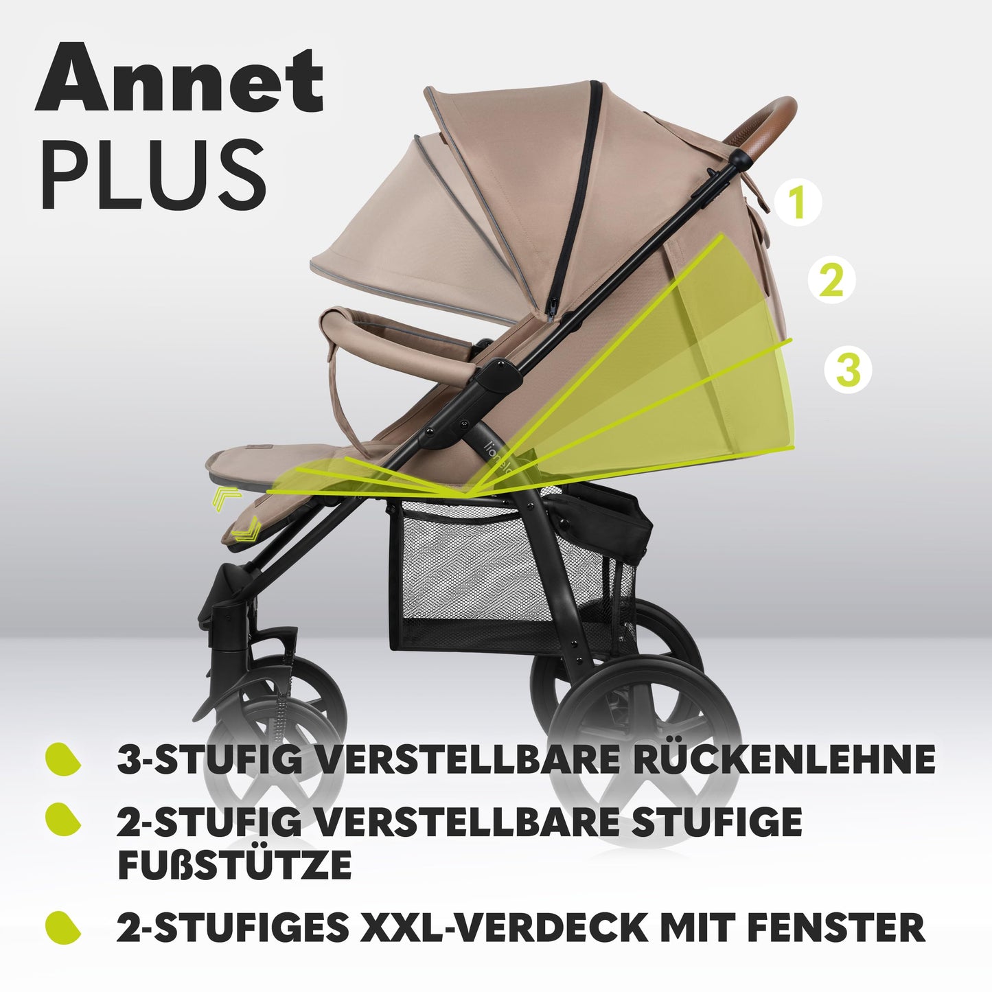 Lionelo Annet Plus Buggy 0–22 kg, faltbar